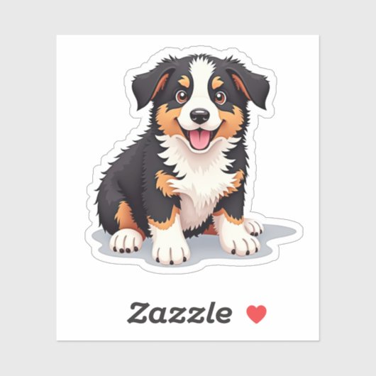 Whimsical Australian Shepherd, Cartoon 3D Pup, Aufkleber (Blatt)