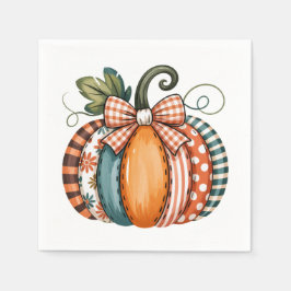 Whimsical Autumn Accent with Gingham Bow Serviette