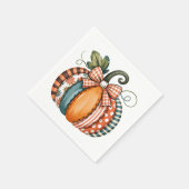Whimsical Autumn Accent with Gingham Bow Serviette (Ecke)