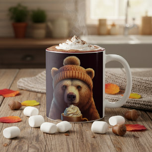 Whimsical Autumn Bear Hot Cocoa Hygge Zweifarbige Tasse
