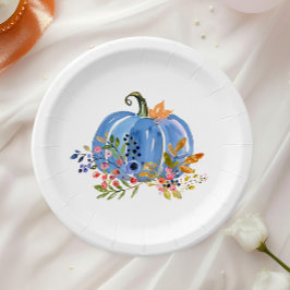 Whimsical Autumn Blue Pumpkin  Pappteller