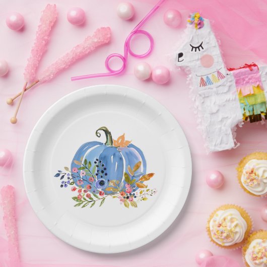Whimsical Autumn Blue Pumpkin Pappteller (Party)