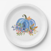 Whimsical Autumn Blue Pumpkin Pappteller (Vorderseite)
