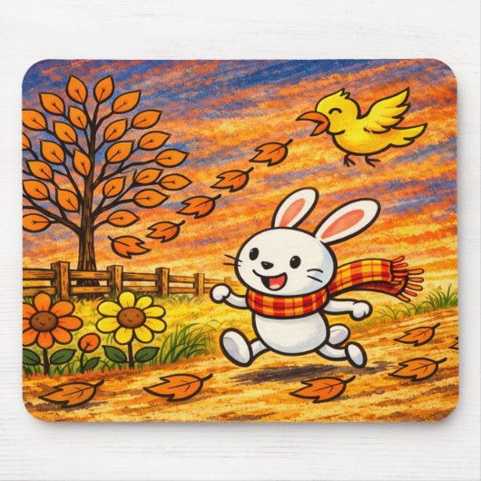 Whimsical Autumn Bunny Mousepad (Vorne)