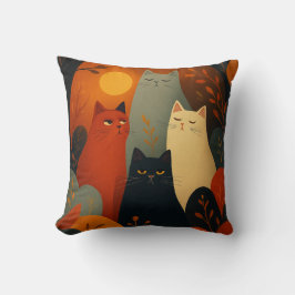 Whimsical Autumn Cats Mid Century Art Kissen