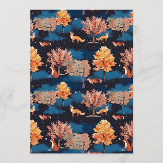 Whimsical Autumn Fox Night Forest Seamless Pattern Einladung (Vorderseite)