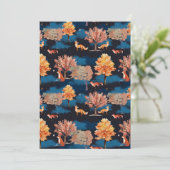 Whimsical Autumn Fox Night Forest Seamless Pattern Einladung (Stehend Vorderseite)