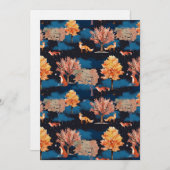 Whimsical Autumn Fox Night Forest Seamless Pattern Einladung (Vorne/Hinten)