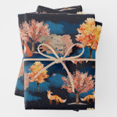 Whimsical Autumn Fox Night Forest Seamless Pattern Geschenkpapier Set (Beispiel)