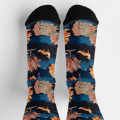Whimsical Autumn Fox Night Forest Seamless Pattern Socken (Oben)