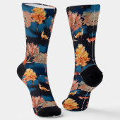 Whimsical Autumn Fox Night Forest Seamless Pattern Socken (Gewinkelt)