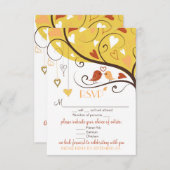 Whimsical Autumn Lovebirds Wedding RSVP Card (Vorne/Hinten)