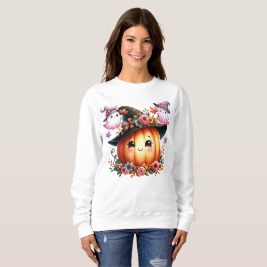 Whimsical Autumn Pumpkin Hexendesign Sweatshirt (Vorne ganz)