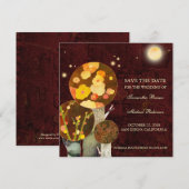 Whimsical Autumn Trees Wedding Save the Date (Vorne/Hinten)