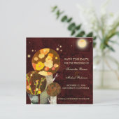 Whimsical Autumn Trees Wedding Save the Date (Stehend Vorderseite)