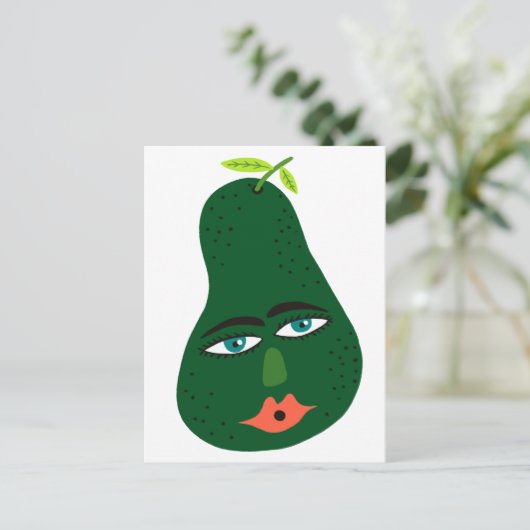 Whimsical Avocado Postcard Postkarte (Stehend Vorderseite)