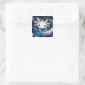 Whimsical Axolotl in den Gewässern von Moonlit Quadratischer Aufkleber (Tasche)