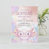 Whimsical axolotl kids birthday einladung (Stehend Vorderseite)