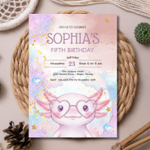 Whimsical axolotl kids birthday