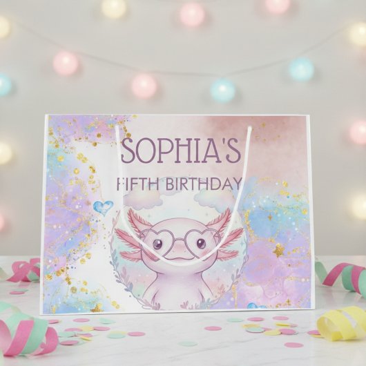 Whimsical axolotl kids birthday große geschenktüte