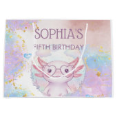Whimsical axolotl kids birthday große geschenktüte (Vorderseite)