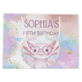 Whimsical axolotl kids birthday große geschenktüte (Rückseite)