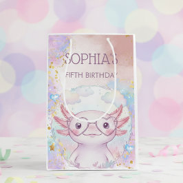 Whimsical axolotl kids birthday mittlere geschenktüte