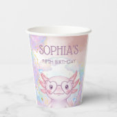 Whimsical axolotl kids birthday pappbecher (Rückseite)
