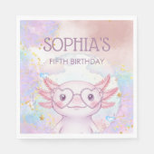 Whimsical axolotl kids birthday serviette (Vorderseite)