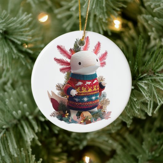 Whimsical Axolotl Lovers Keramik Ornament (Baum)