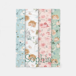 Whimsical baby blanket forest animals patterns fleecedecke