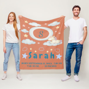 Whimsical Baby Blanket mit Sternen und Wolken Fleecedecke