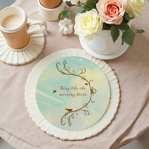 Whimsical Baby Blue Sing Morning Birds Untersetzer