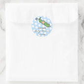 Whimsical Baby Boy Pea in einer Pod Baby Dusche na Runder Aufkleber (Tasche)