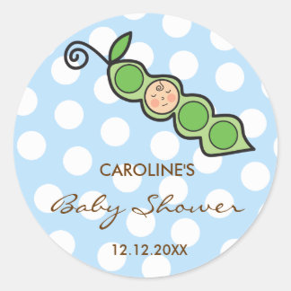Whimsical Baby Boy Pea in einer Pod Baby Dusche na Runder Aufkleber