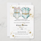 Whimsical Baby Clothes Gender Neutral Baby Dusche Einladung (Vorderseite)