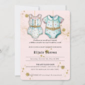 Whimsical Baby Clothes Gender Neutral Baby Dusche Einladung (Vorderseite)