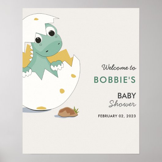 Whimsical Baby Dino Welcome Baby Shoster Poster (Vorne)