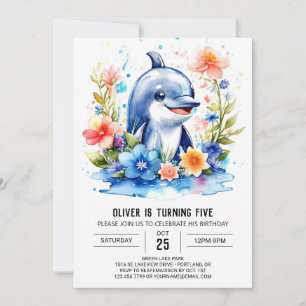 Whimsical Baby Dolphin Party Geburtstag Einladung