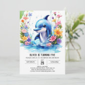 Whimsical Baby Dolphin Party Geburtstag Einladung (Stehend Vorderseite)