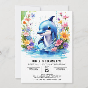 Whimsical Baby Dolphin Party Geburtstag Einladung