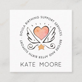 Whimsical Baby Doula Geburtscoach oder Hebamme Quadratische Visitenkarte