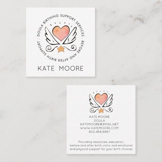Whimsical Baby Doula Geburtscoach oder Hebamme Quadratische Visitenkarte (Vorne/Hinten)