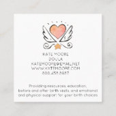 Whimsical Baby Doula Geburtscoach oder Hebamme Quadratische Visitenkarte (Rückseite)