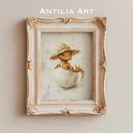 Whimsical Baby Dragon hatching Art Magic Fantasy Poster