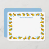 Whimsical Baby Ducklings Duckies Blue Baby Duckies Dankeskarte (Vorne/Hinten)