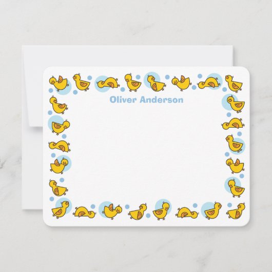Whimsical Baby Ducklings Duckies Blue Baby Duckies Dankeskarte (Vorderseite)