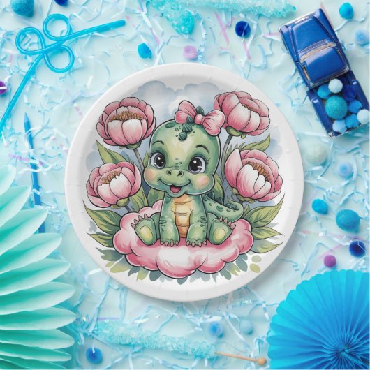 Whimsical Baby Dusche Dino Deluxe Pappteller (Party)