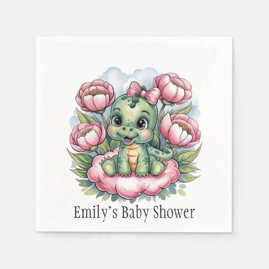 Whimsical Baby Dusche Dino Deluxe Serviette (Vorderseite)