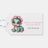 Whimsical Baby Dusche Dino Freude Vielen Dank Geschenkanhänger (Rückseite Horizontal)